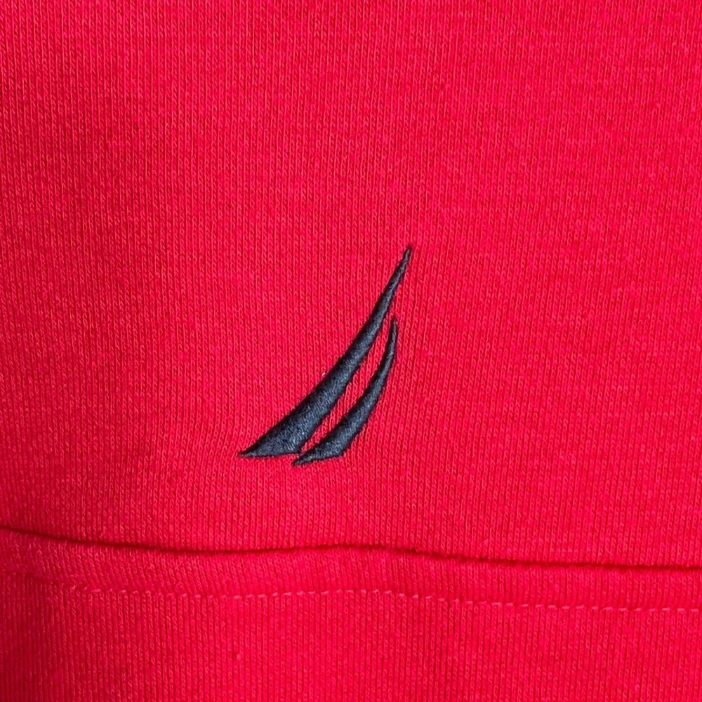 Nautica Mens Large Red Quarter Zip Pullover Sweatshirt Mock Neck J-Class Logo